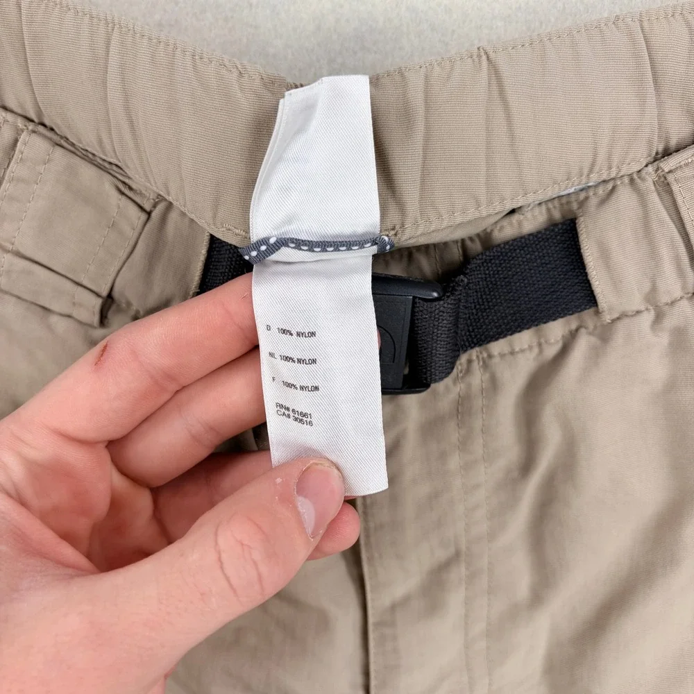 The North Face Mens Tan Khaki Nylon Cargo Hiking Shorts Integrated Belt Size M